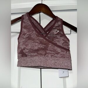 Gymshark Camo Seamless Sports Bra Winter Berry XS NWT
